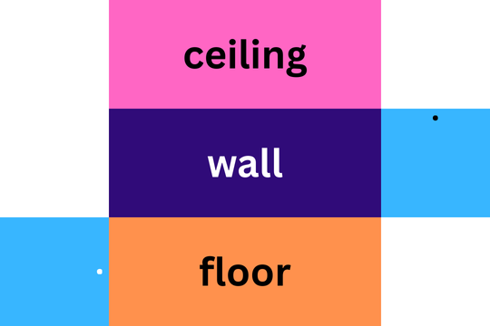 A net of the room in which one small wall is shown to the left of the floor and the other is shown to the right of the long wall.