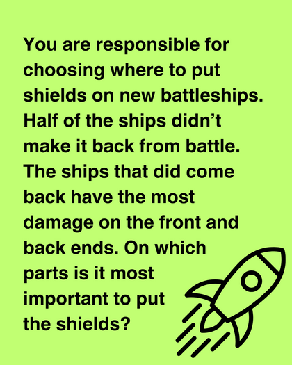 You are responsible for choosing where to put shields on new spaceships. From the data given, determine the best place to put the shields.