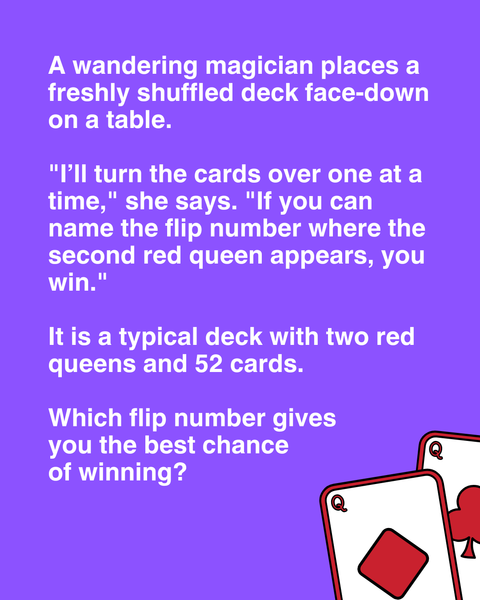 A wandering magician places a freshly shuffled deck face-down on a table. She then opens a small chest full of golden coins.